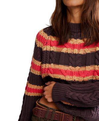 Women's Frankie Striped Cotton Cable Knit Sweater