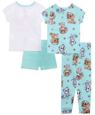 Girls' Toddler 2T-4T Graphic Tops, Shorts and Pants, 4-Piece Pajama Set