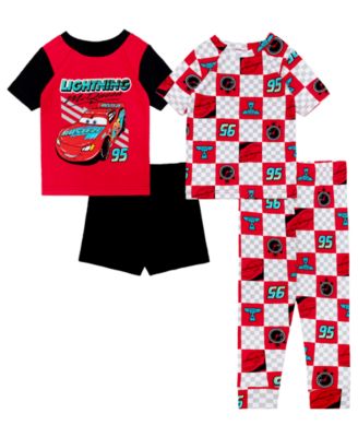 Boys' Toddler 2T-4T McQueen Graphic Tops, Shorts, and Pants, 4-Piece Pajama Set