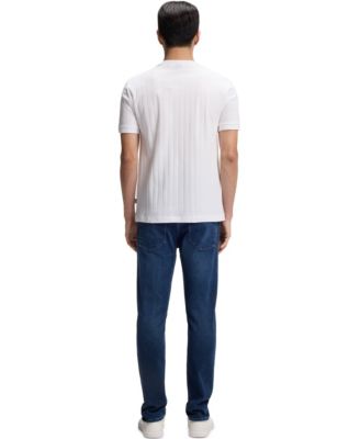 Men's Mercerised-Cotton Structured Stripes T-Shirt