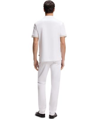 Men's Mercerized-Cotton Striped Trim Polo Shirt