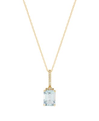 Aquamarine (1-3/8 ct. t.w.) & Diamond Accent Pendant Necklace in 14k Yellow Gold