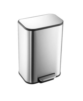 Bathroom Trash Can, 3.2 Gallon / 12 Liter Stainless Steel Garbage Can, Small Rectangular Trash Can with Soft Close Lid Foot Pedal