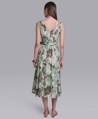 Women's V-Neck Self Sash Dress