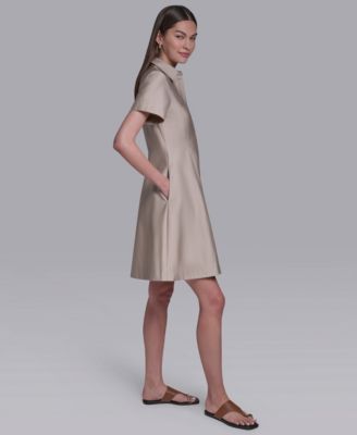 Women's Short-Sleeve Collared Shirt Dress