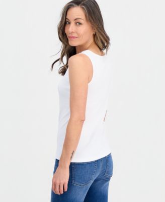 Petite Scalloped V-Neck Tank Top