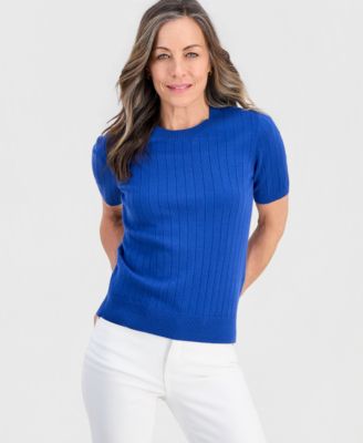 Petite Fine Gauge Rib Crewneck Sweater