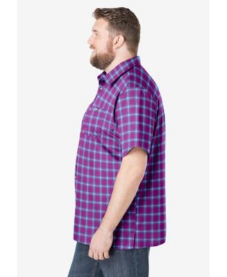 Tall Plaid Wrinkle-Resistant Short Sleeve Button Down