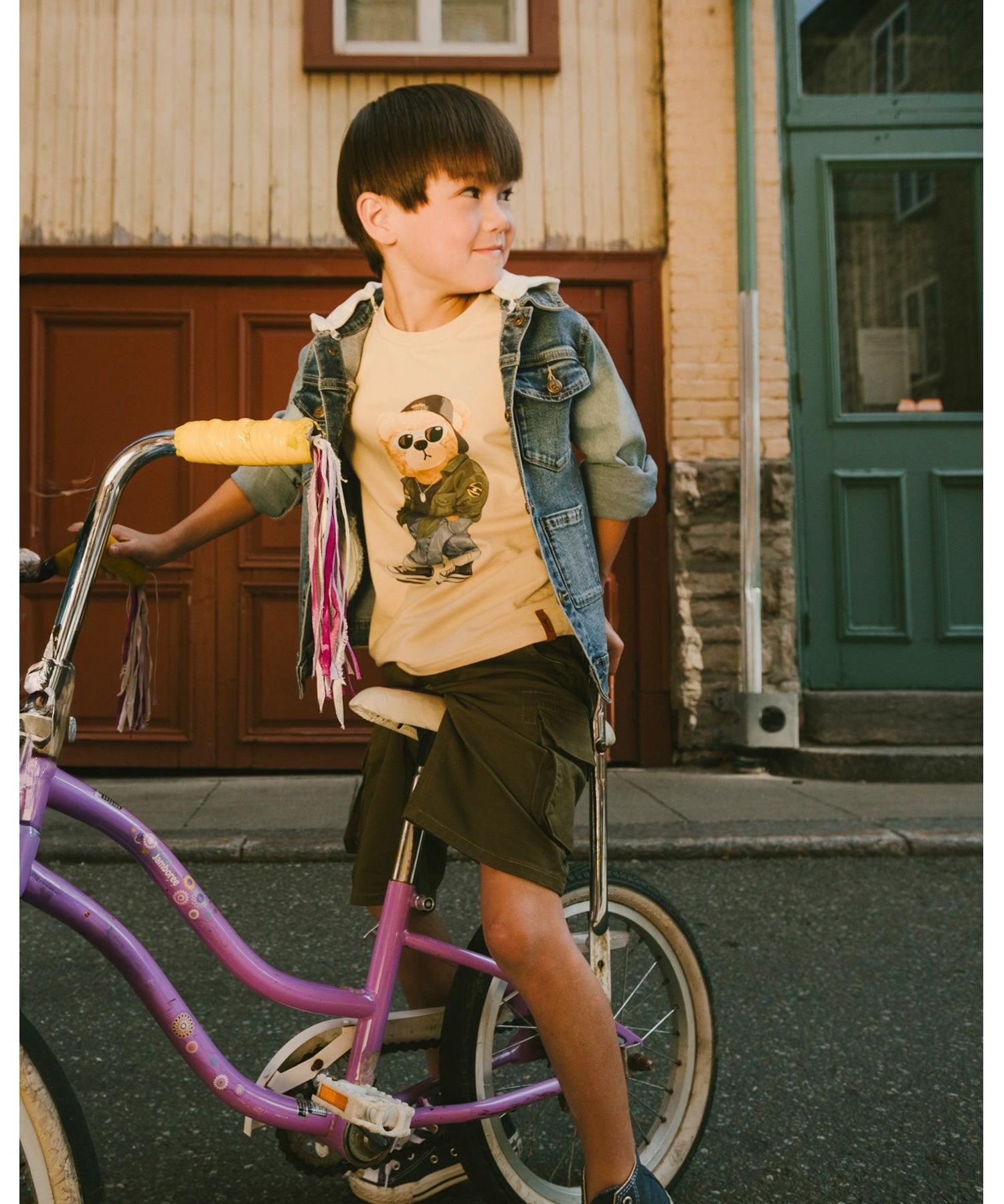 Baby Boy Stretch Twill Bermuda with Cargo Pockets Dark Khaki Green - Baby