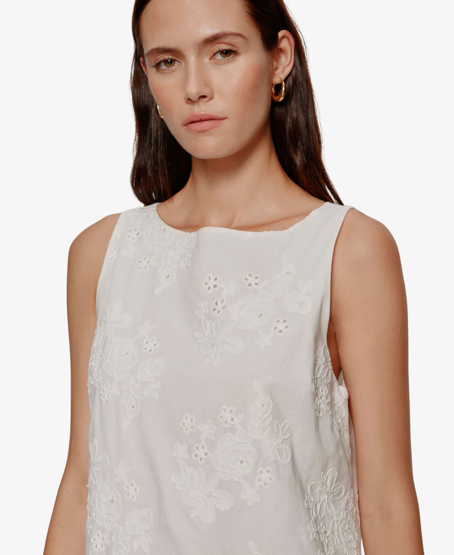 Women's Garden Eyelet Bubble Crew Neck Mini Dress