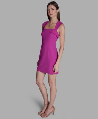 Women's Wide-Strap Square Neck A-Line Mini Dress