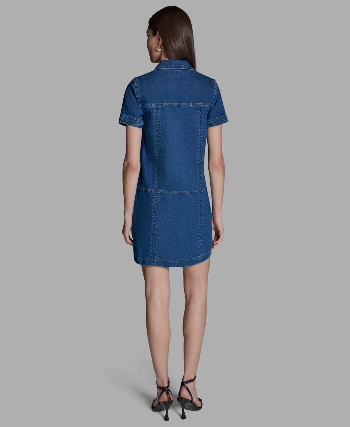 Bcbg Women's Collared Neck Denim Shirt Dress