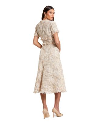 Petite Boucle Short Sleeve A Line Midi Dress