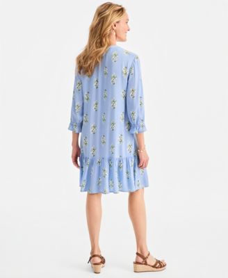 Women's Printed Quilted 3/4-Sleeve Dress