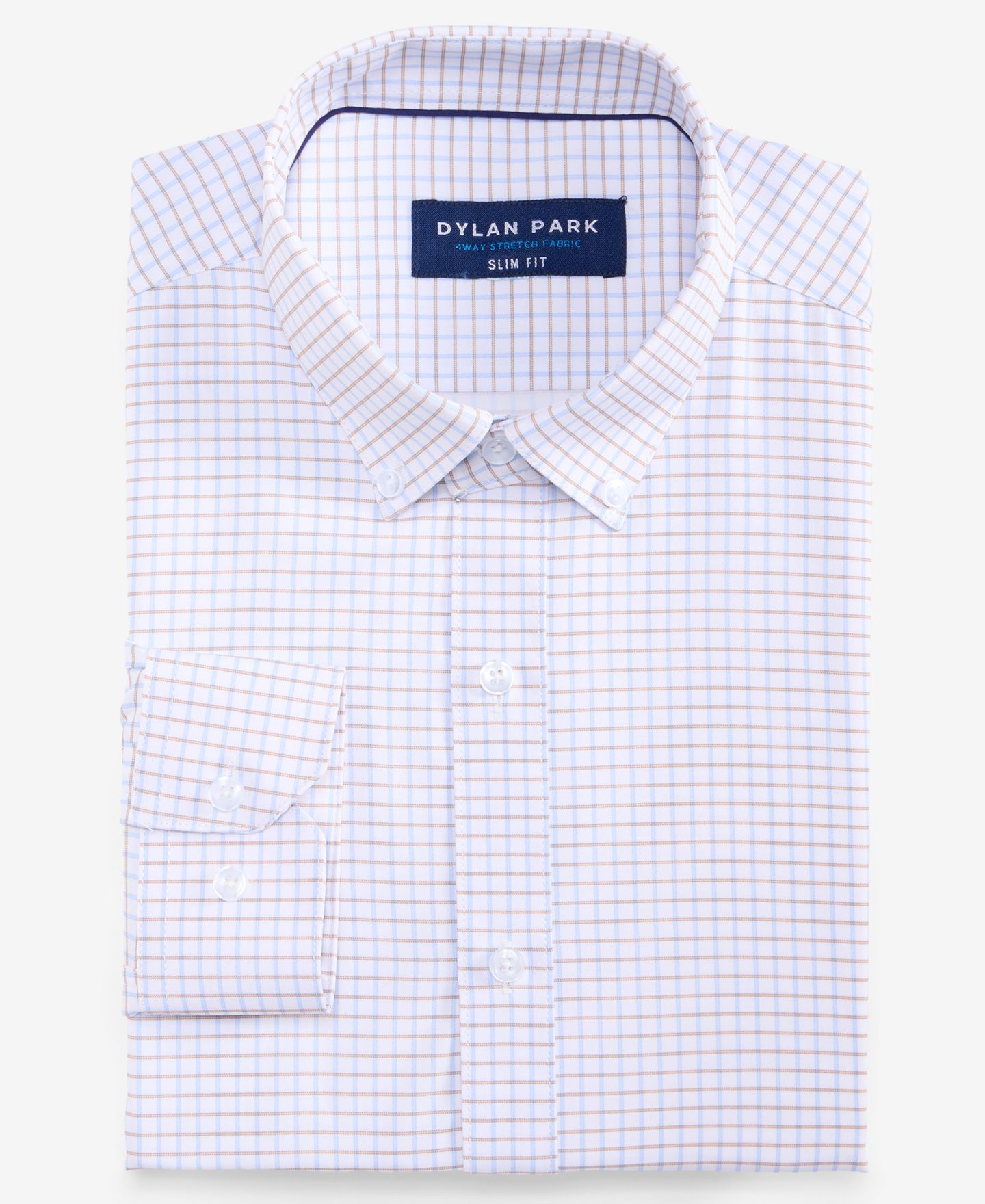 Мужская рубашка Dylan Park Slim-Fit Performance Four-Way Stretch Dress Shirt, цвет: Белый — фото 7