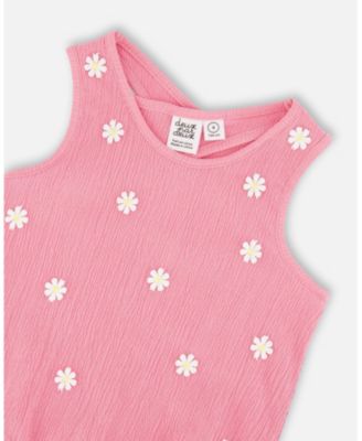 Big Girls Crinkle Jersey Tank Top Pink