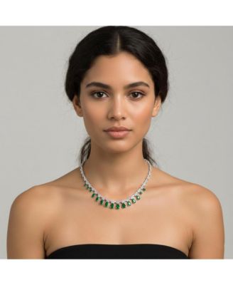 Dazzling White Gold Plated Cubic Zirconia Satement Necklace