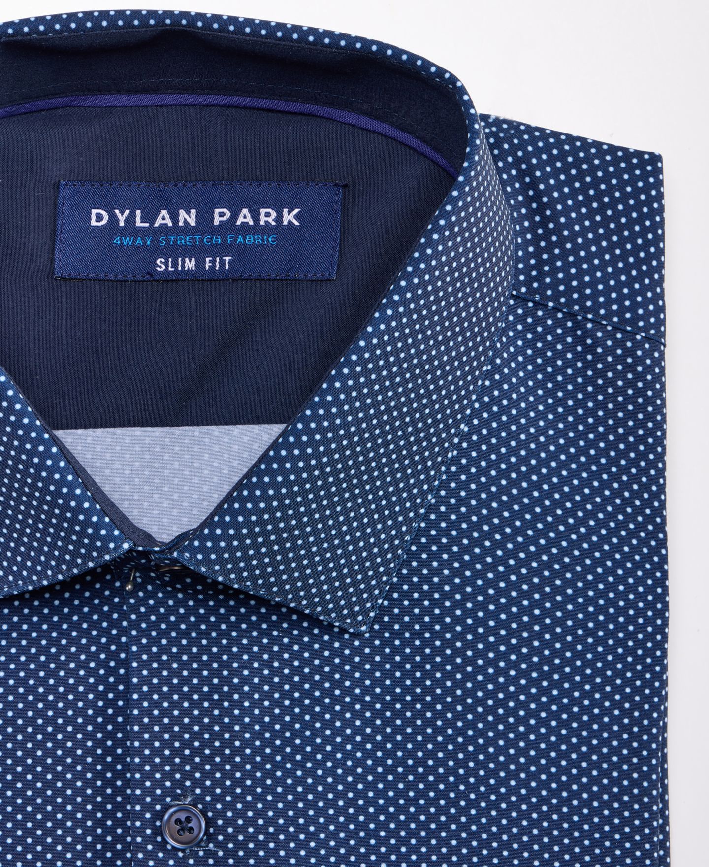 Мужская рубашка Dylan Park Slim-Fit Performance Four-Way Stretch Dress Shirt, цвет: Тёмно-синий — фото 4