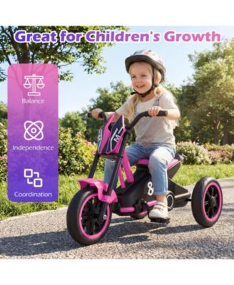 Kids Tricycle 3-Wheel Toddler Bike with Foot Pedals Forward Backward-Pink