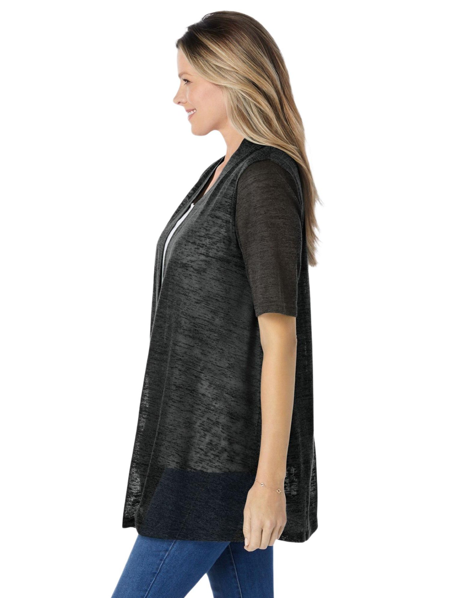 Women's Within Lightweight Open Front Cardigan Sweater