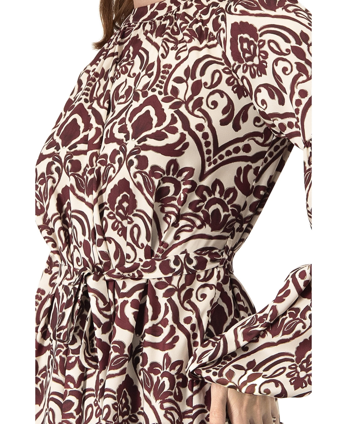 Ivonne Women's Puff Sleeve Abstract Print Short Dress