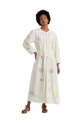 Chinti & Parker Women's Sienna Linen-Blend Broderie Dress - Cream