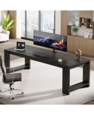 2 Person Desk, 86.6 Inches Extra Long Desk, Double Computer Writing Table, All Wood Large Desks Workstation for Home Office