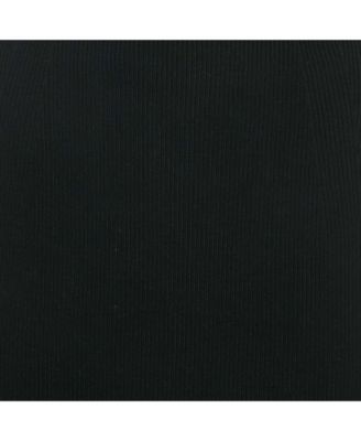 Women's Black Rib Knit Off Shoulder Ruffled Mini Dress