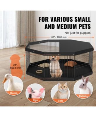 8-Panel Foldable Metal Dog Playpen with Top Cover & Mat, 24" H - Indoor/Outdoor