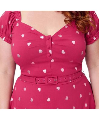 Plus Size 1960s Ohara Sweetheart Neckline Swing Dress