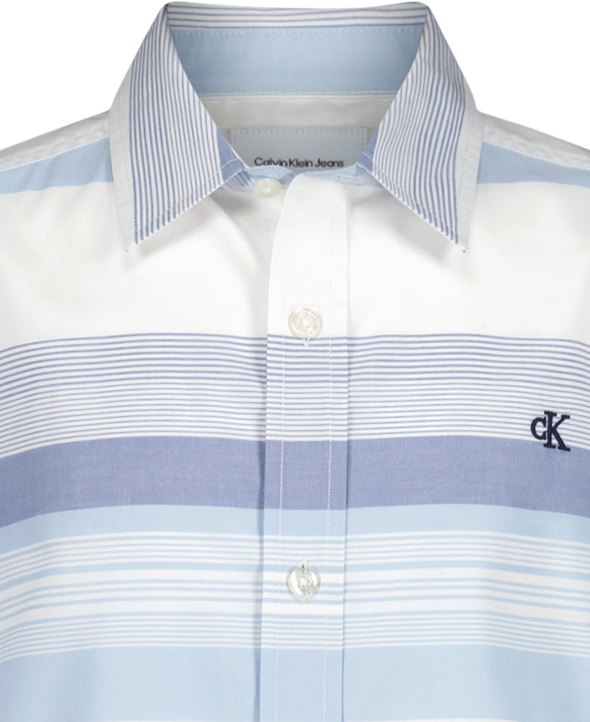 Calvin Klein Boys' 8-20 Elemental Stripe Woven Button Front Shirt