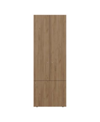 Tolleson 3-Door Tall Wardrobe Cabinet with 4 Shelves – Freestanding Storage Armoire for Bedroom or Entryway