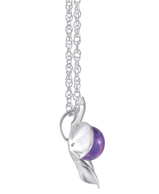 Cape Amethyst (5/8 ct. t.w.) Hibiscus Flower Pendant Necklace in 10k White Gold (Also Available in Multi-Stones)