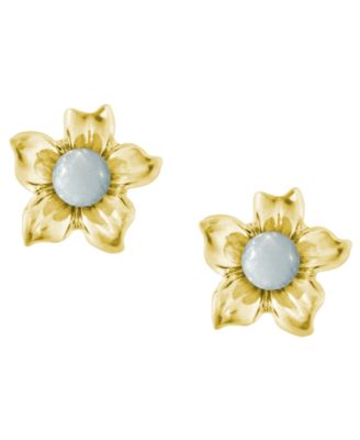 Amethyst (1-3/8 ct. t.w.) Hibiscus Flower Stud Earrings in 10k Yellow Gold (Also Available in Onyx, Lapis, Aquamarine, Rose Quartz)