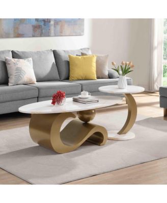 2 Piece Modern Wood Nesting Coffee Table Set
