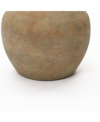 Terracotta 10" Round Vase with Earth Tones, Accent for Farmhouse or Boho Interiors