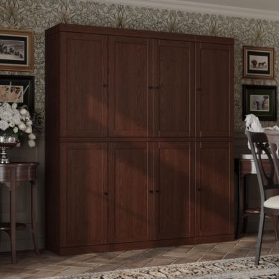 100% Solid Wood Tall Kitchen Pantry Storage Cabinet with Raised Panel Doors, 2 Drawers