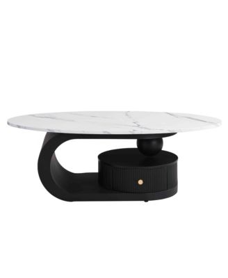 Modern Nesting Coffee Table Set of 2 - Oval and Round Table Set