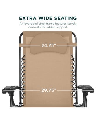 Oversized Zero Gravity Chair, Folding Outdoor Patio Lounge Recliner w/ Cup Holder