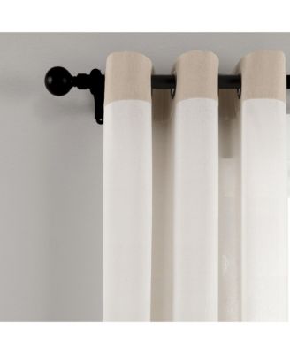 Faux Linen Grommet Colorblock Window Curtain Panel Single 40"W x 84"L Linen - Linen Curtains For Bedroom - Neutral Living Room Curtains
