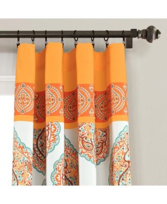 Harley Light Filtering Window Curtain Panels Pair 52" W x 84" L, Tangerine - Boho Curtains for Living Room - Maximalist Bedroom Curtains