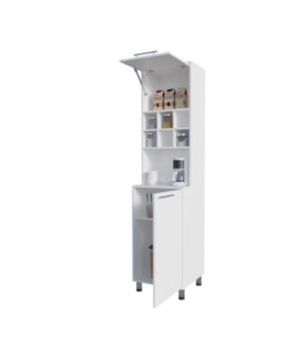 Rock Kitchen Pantry with Pneumatic Door, Open Storage, and Bottom Cabinet
