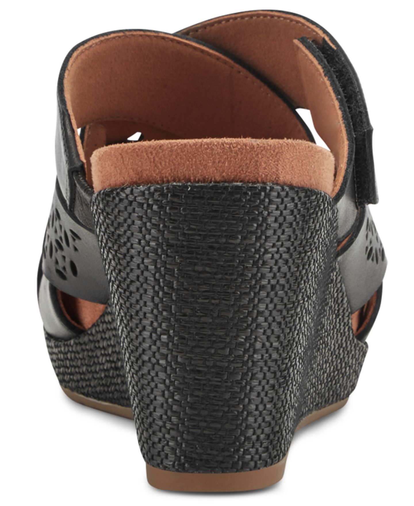 Женские сандалии Rockport Britta Leather Slip-On Wedge, цвет: Чёрный кожаный — фото 3