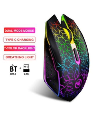 Dual Mode Wireless Gaming Mouse 2.4G and Bluetooth 5.2 RGB Silent 3 Speed DPI