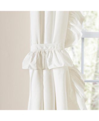 Classic Wide Solid Color Perma Press Ruffled Priscilla Curtain Panel With Ties 84" x 45" Natural