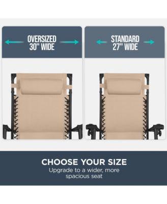 30” Extra Wide Folding Zero Gravity Patio Lounge Chair w/Adjustable Canopy Shade