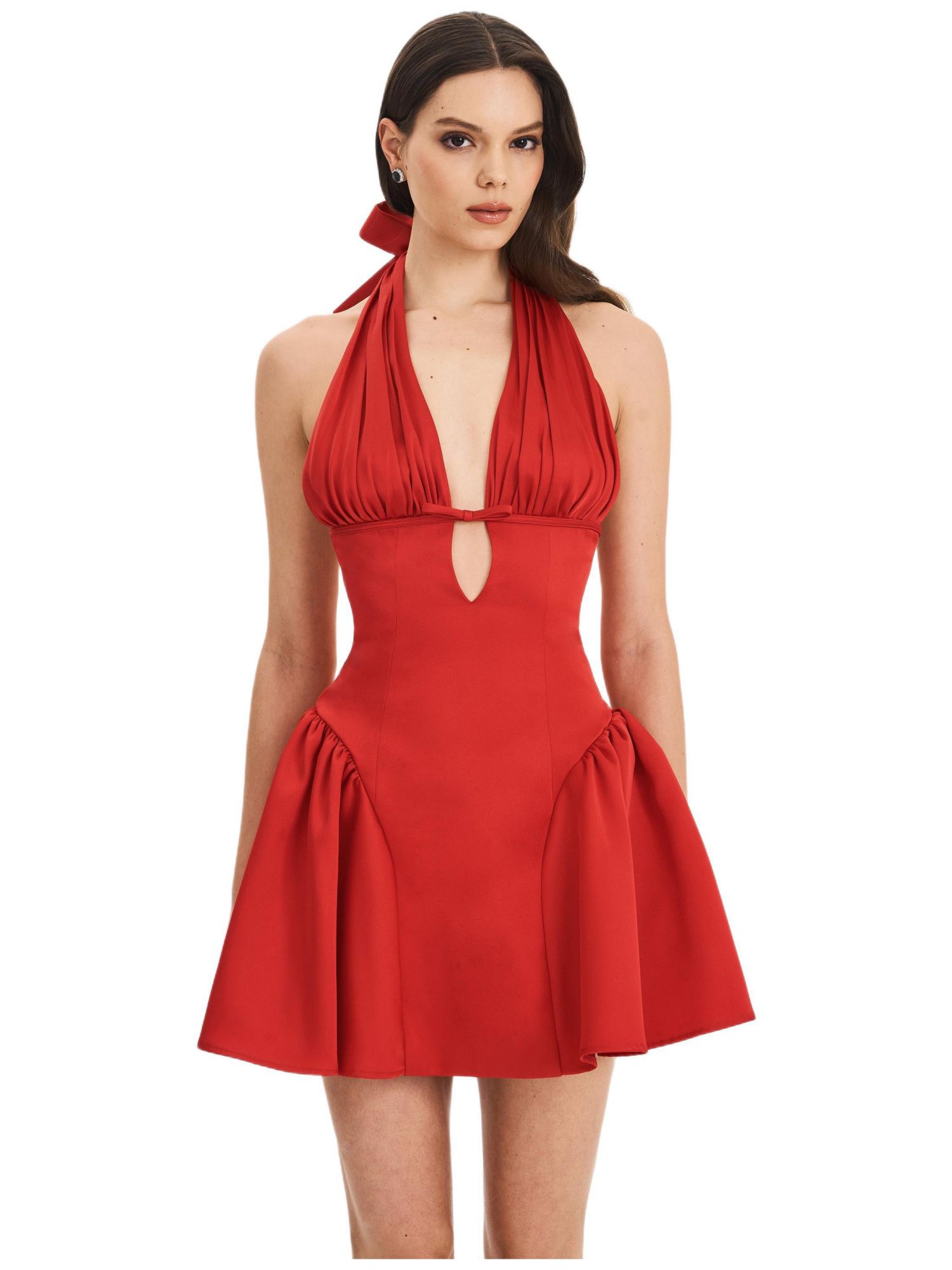 Women's Peyton Ruby Plunging Halter Keyhole Mini Dress