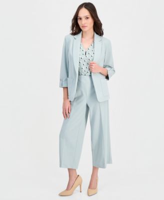 Petite Roll-Tab Patch-Pocket Blazer