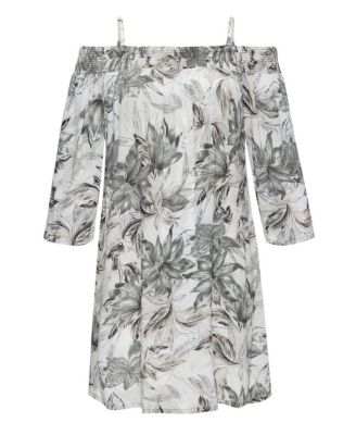 Women's flowy off the shoulder patterned dress