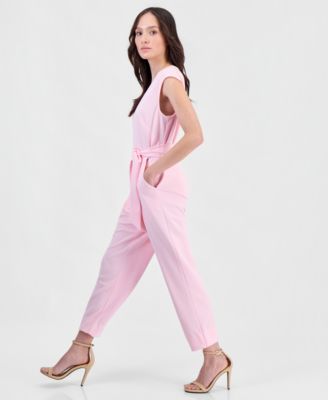 Petite Belted V-Neck Jumpsuit